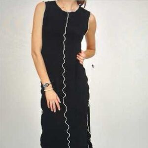 HEYDARI from Fawbush & Gaia black white wavy seams maxi dress SZ L